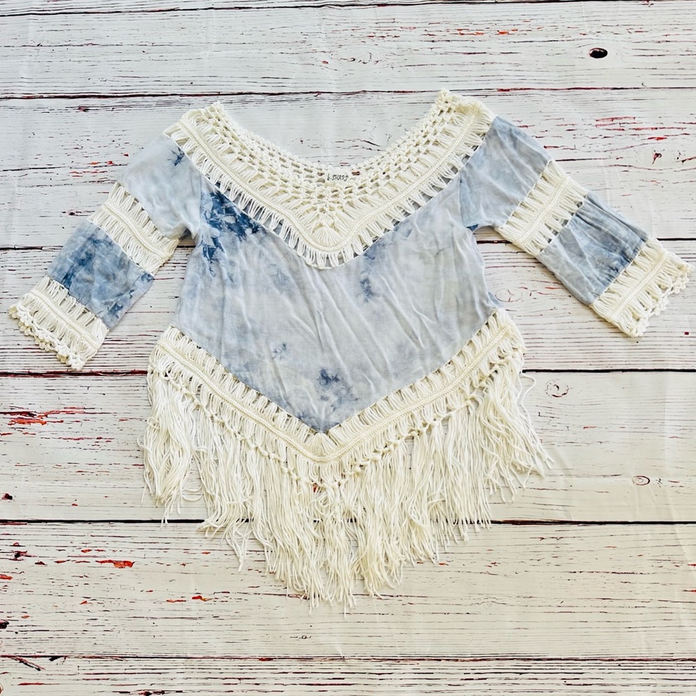 Boho Tie-Dye Fringe Top! Size small